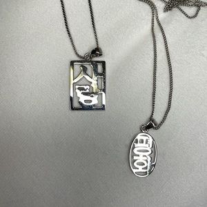 Bundle of TWO Korean calligraphy script necklaces
